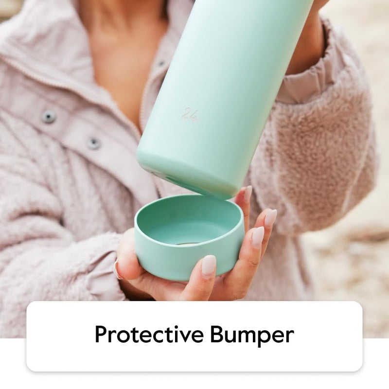 Takeya Actives 24 oz Water Bottle with Straw Lid - Double Wall Stainless Steel Insulation - Dishwasher Safe & BPA-Free - Removable Bumper - Teal - Image 3